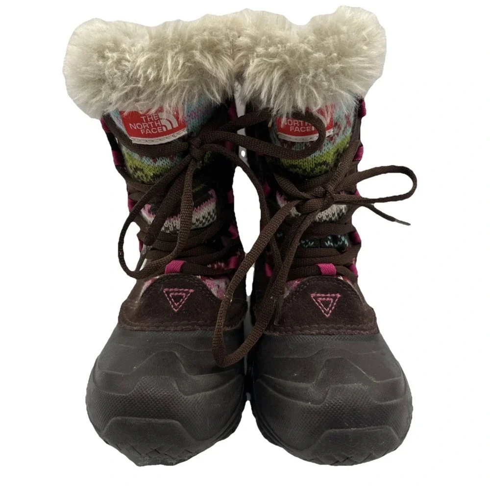 THE NORTH FACE Heat Seeker 200 Gram Insulation Boots Girls Sz 13 LaceUp Faux Fur
